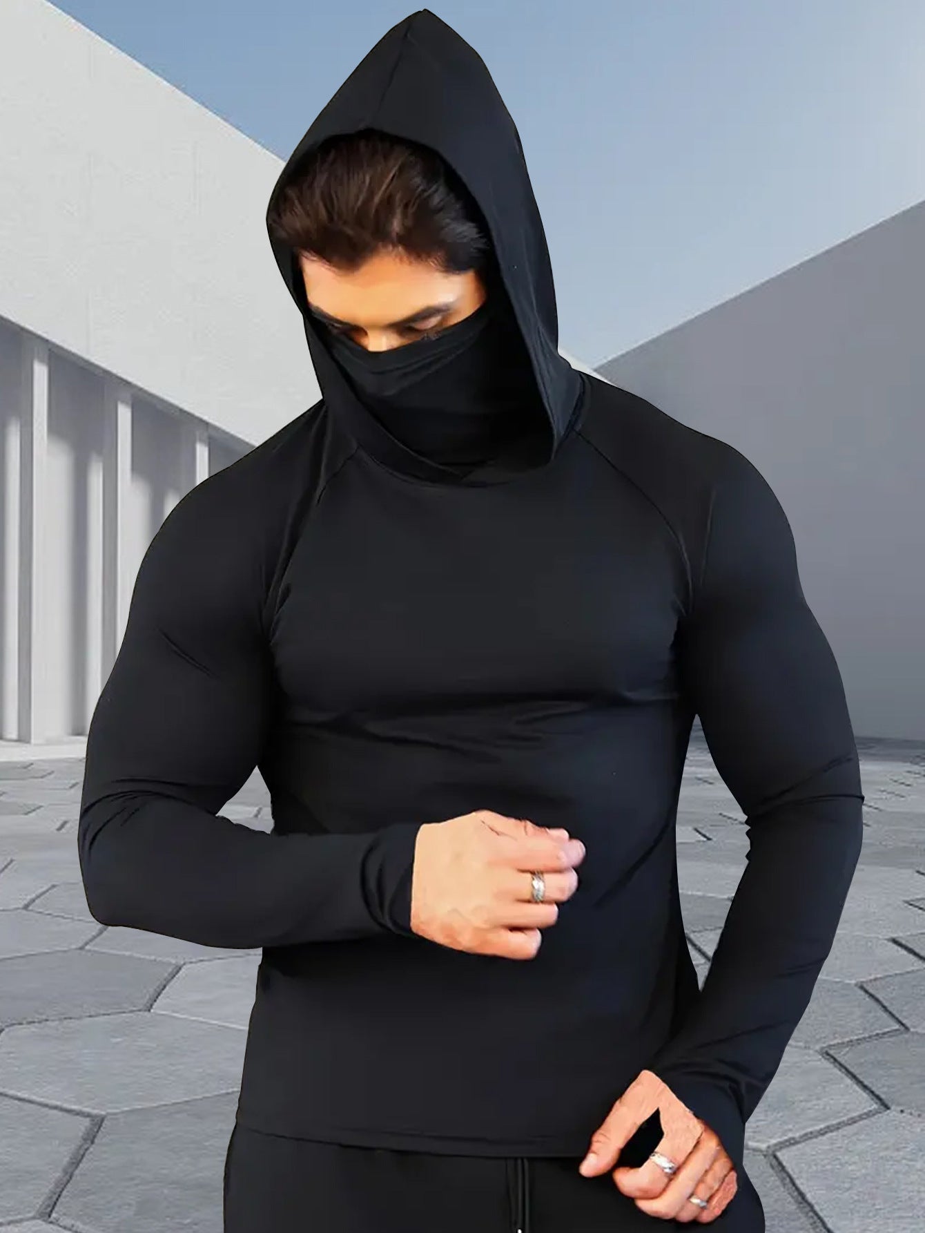 Mens Quick Dry Fishing Sun Protection Hooded Shirt by Trenches of Mariana