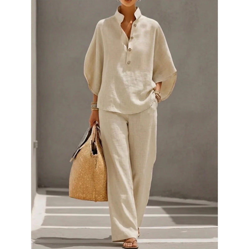 Women's Casual Blouse and Pants Set by Trenches of Mariana