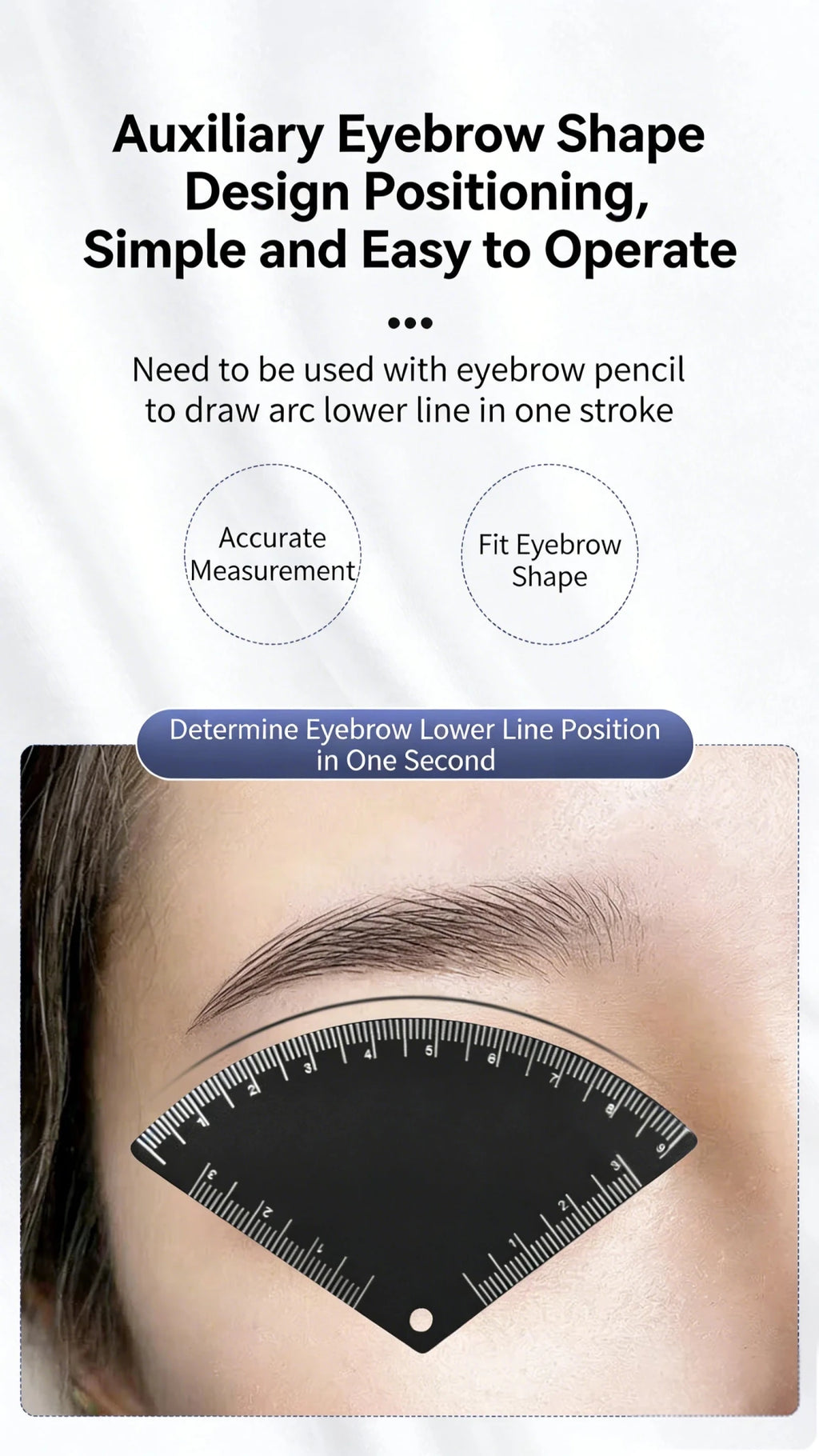 Trenches of Mariana 5-shape eyebrow drawing ruler for microblading, mapping, and shaping permanent makeup tattoo guide tool.