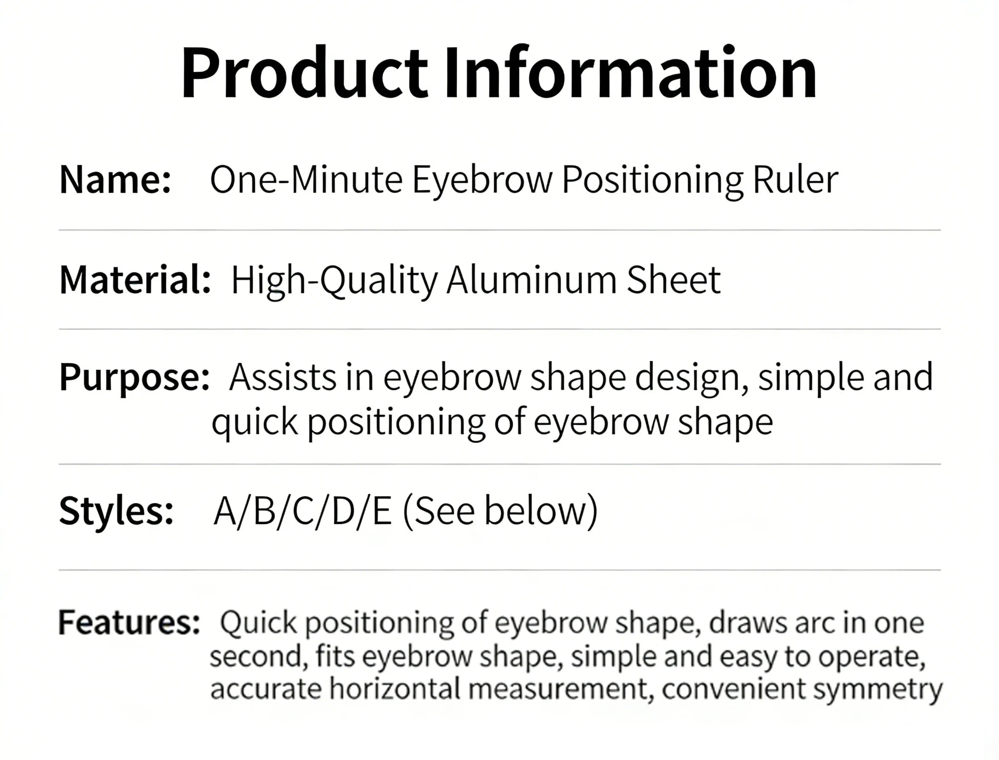 Trenches of Mariana 5-shape drawing eyebrow ruler for microblading and tattoo shaping, showing precise measurement tool in black plastic