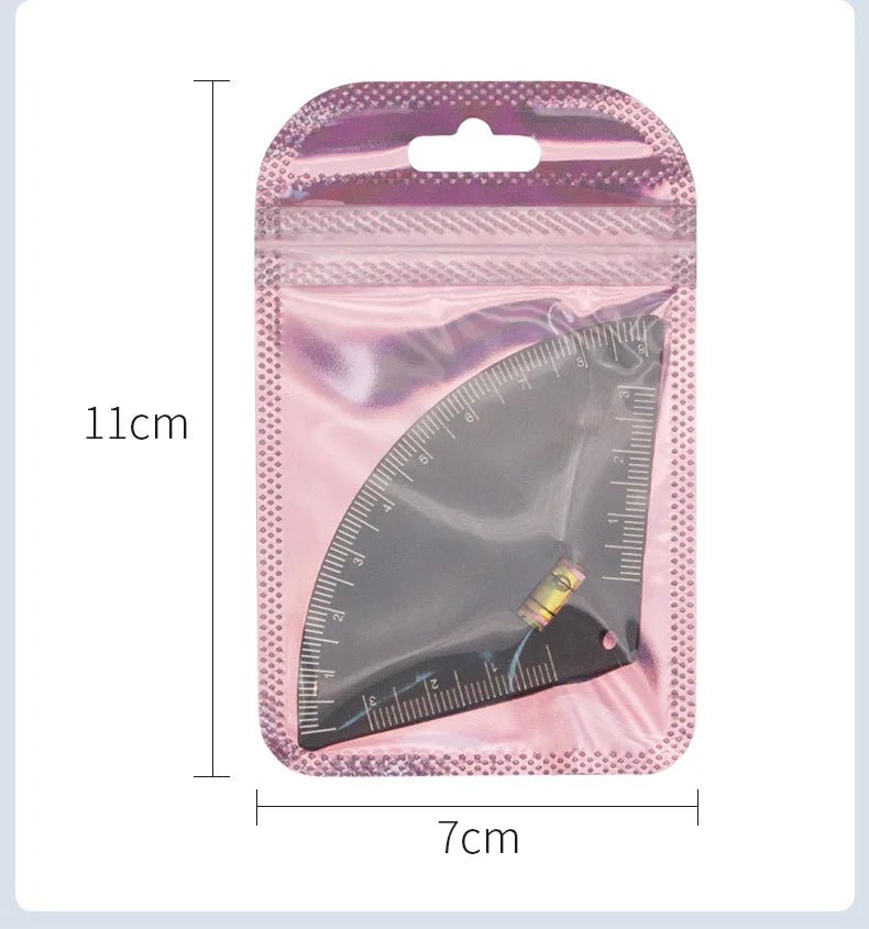 Trenches of Mariana eyebrow shaping ruler with five shape options for microblading and tattooing, used for precise eyebrow mapping.