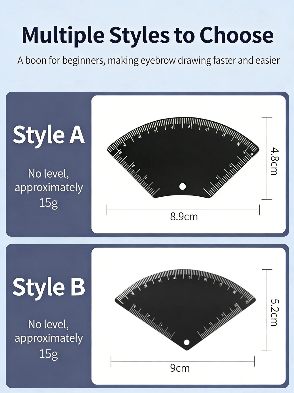 Trenches of Mariana 5-shape eyebrow drawing ruler for microblading, mapping, and shaping permanent makeup in a compact design.