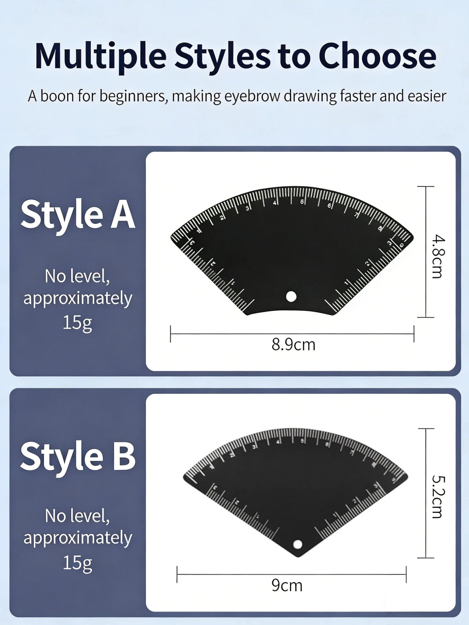 Trenches of Mariana 5-shape eyebrow drawing ruler for microblading, mapping, and shaping permanent makeup in a compact design.