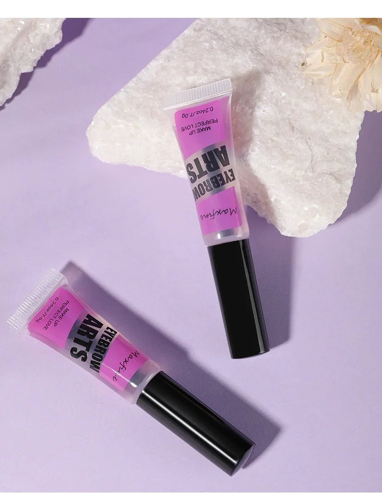 Transparent waterproof eyebrow shaping gel by Trenches of Mariana with 3D hold for natural, long-lasting, quick-drying eyebrow makeup.