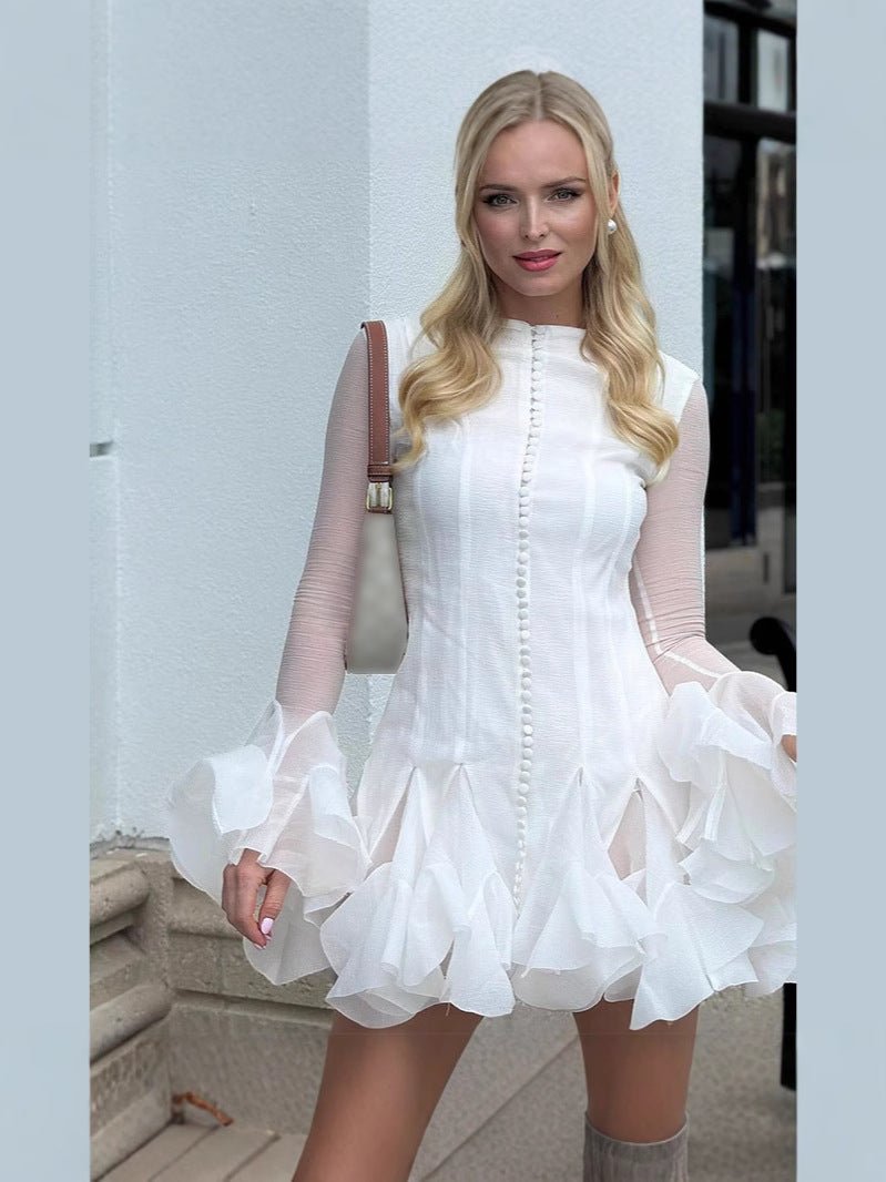 Buttoned Ruffle Princess Dress - Trenches of Mariana