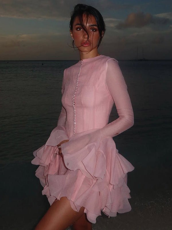 Buttoned Ruffle Princess Dress - Trenches of Mariana