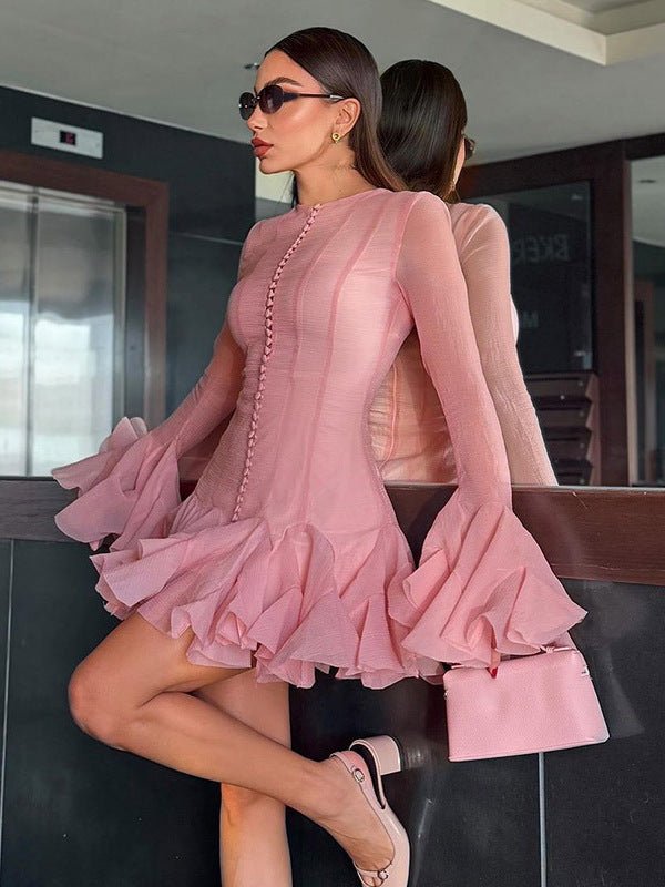 Buttoned Ruffle Princess Dress - Trenches of Mariana