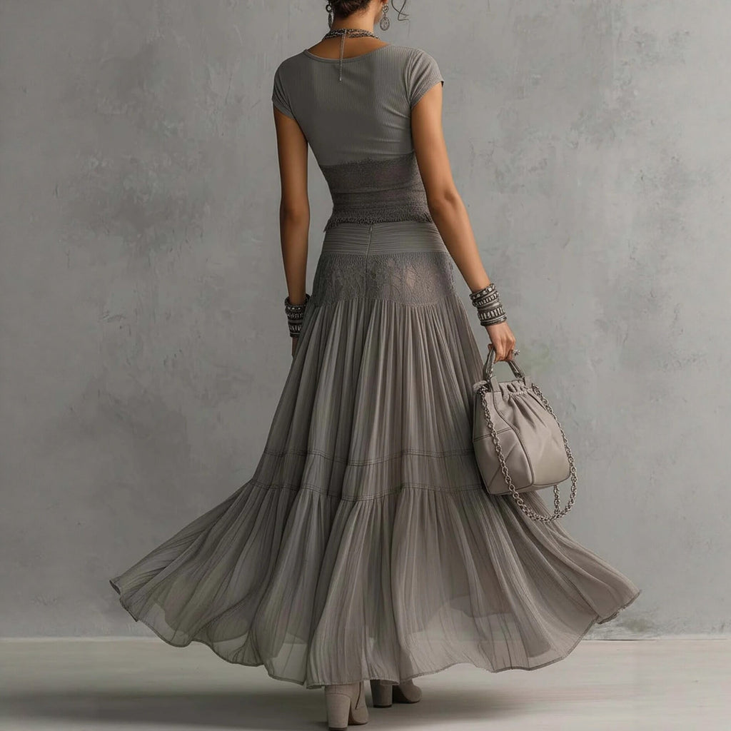 Women's Knitted Top and Chiffon Skirt Set by Trenches of Mariana