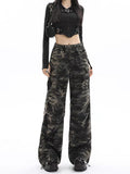 Camouflage High Waisted Wide Leg Pants by Trenches of Mariana