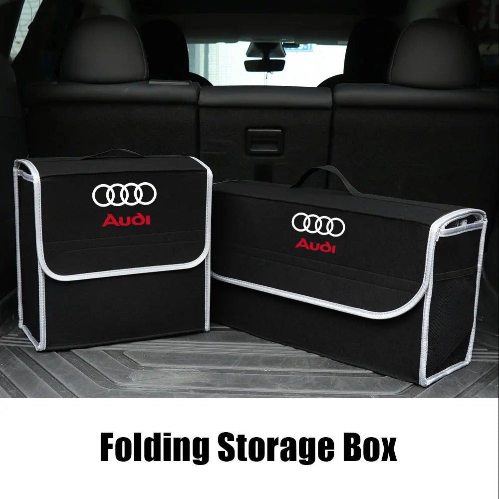 Trenches of Mariana car logo storage organizer with multiple compartments for vehicle interior organization.