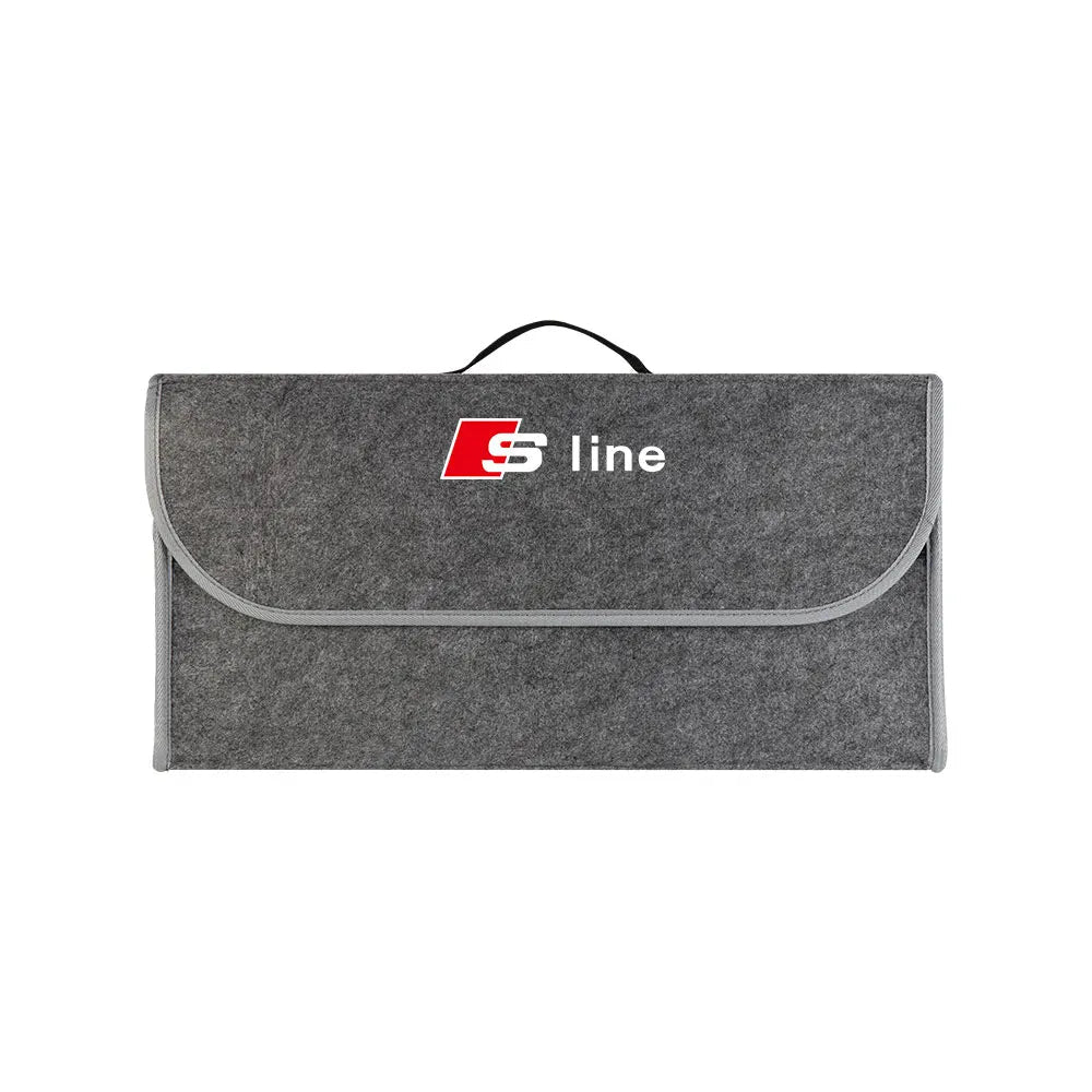 Trenches of Mariana car logo storage organizer with multiple compartments for storing essentials in vehicle.