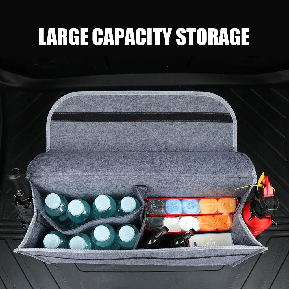 Trenches of Mariana car logo storage organizer with multiple compartments for vehicle organization and accessories.