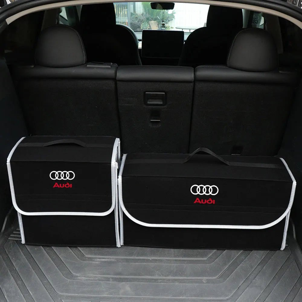 Trenches of Mariana car logo storage organizer with multiple compartments for vehicle interior organization.
