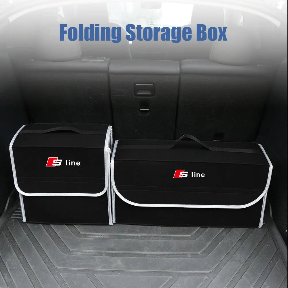Trenches of Mariana car logo storage organizer with multiple compartments for vehicle interior organization.