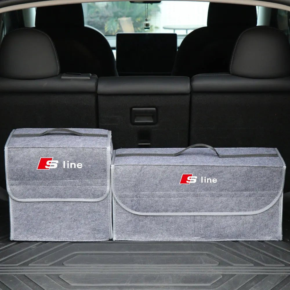 Trenches of Mariana car logo storage organizer with multiple compartments for organized vehicle interior storage