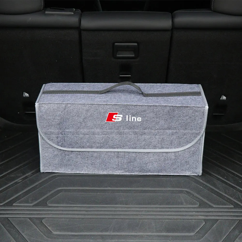 Trenches of Mariana car logo storage organizer with multiple compartments for keeping essentials tidy inside a vehicle.