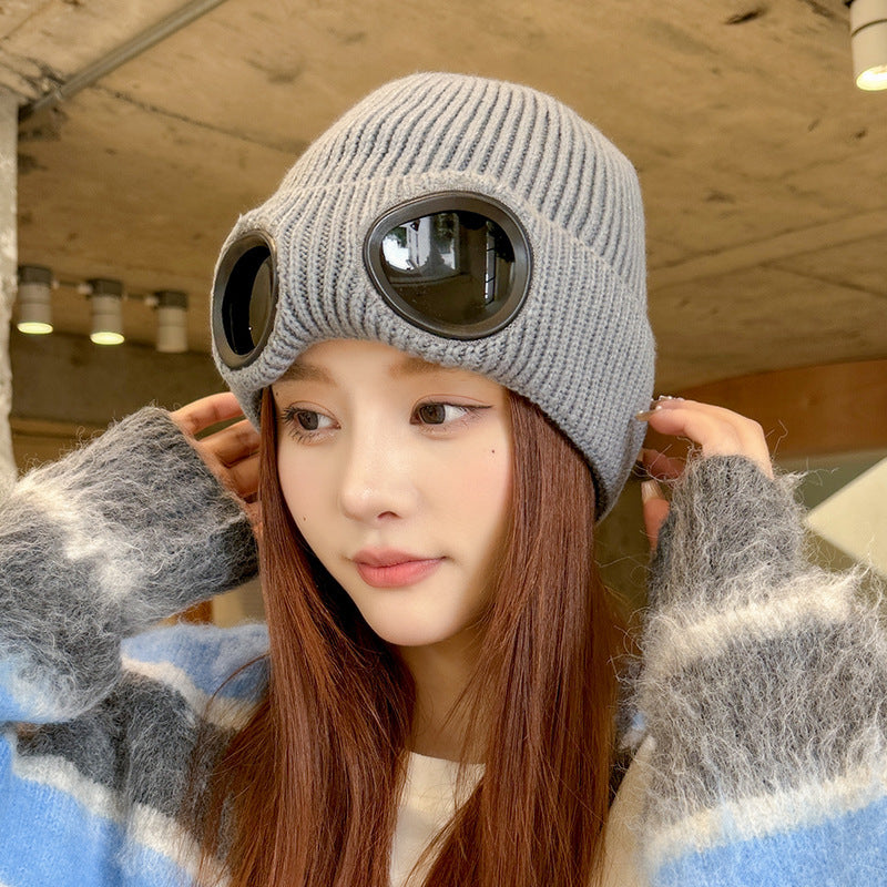 Ribbed Knitted Winter Hat with Glasses Design by Trenches of Mariana