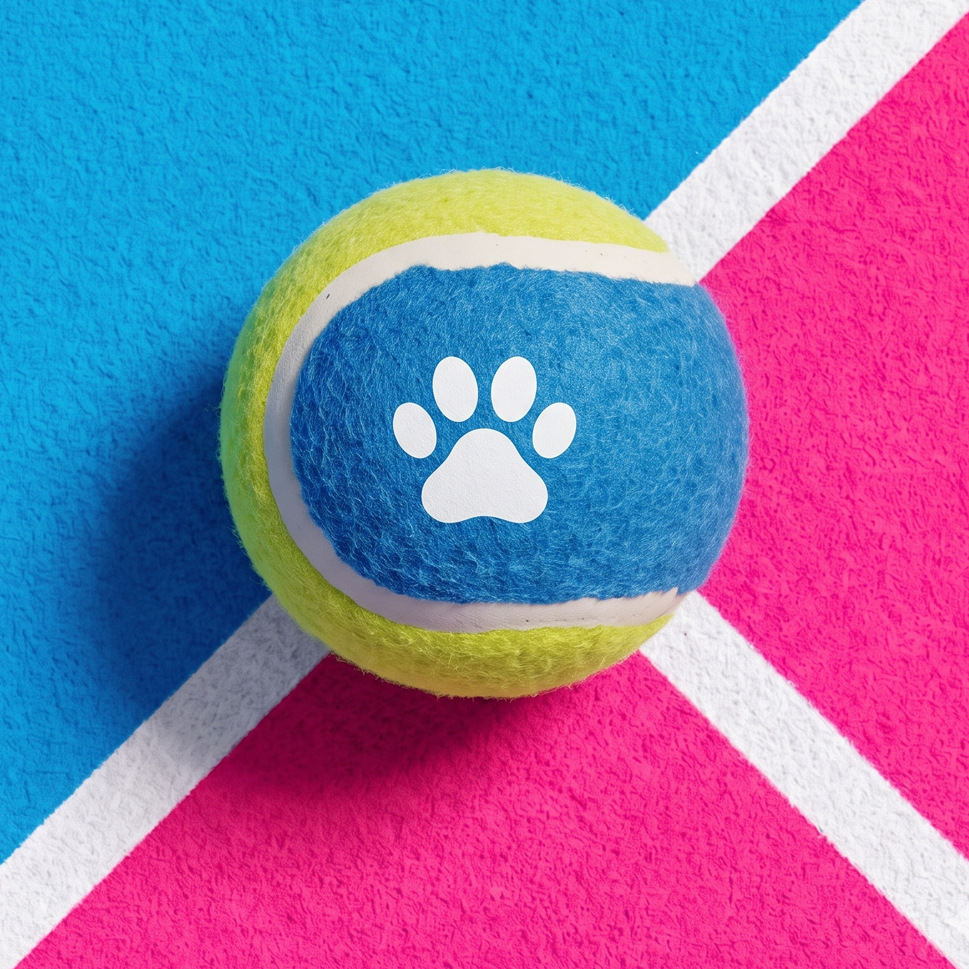 Printed Rubber Pet Tennis Chew Toy by Trenches of Mariana