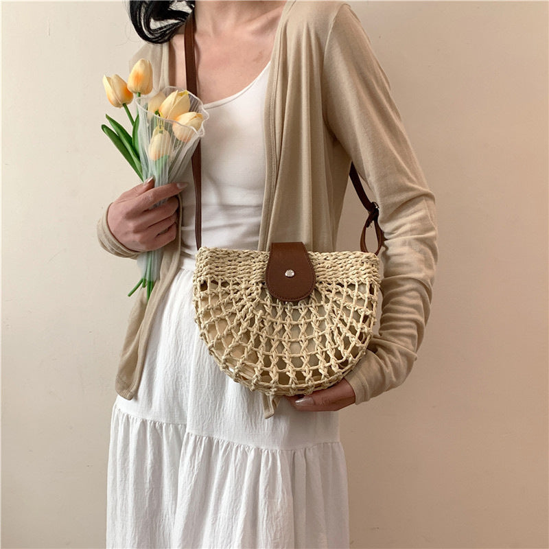 Woven Raffia Crossbody Bag by Trenches of Mariana