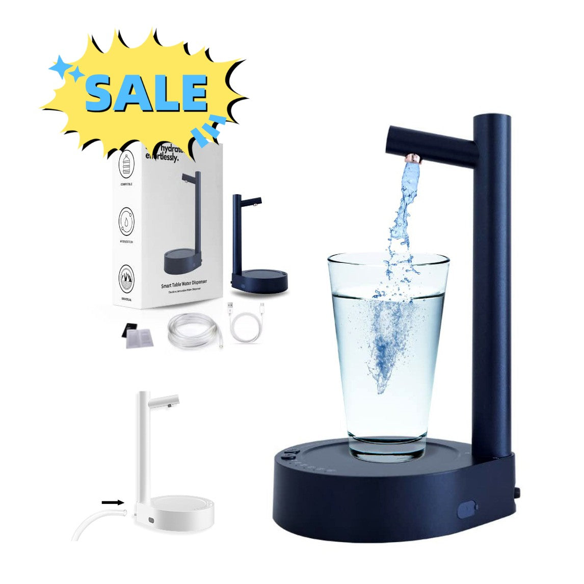 Desk Dispenser Electric Water Gallon Automatic Water Bottle Dispenser Rechargeable Water Dispenser by Trenches of Mariana
