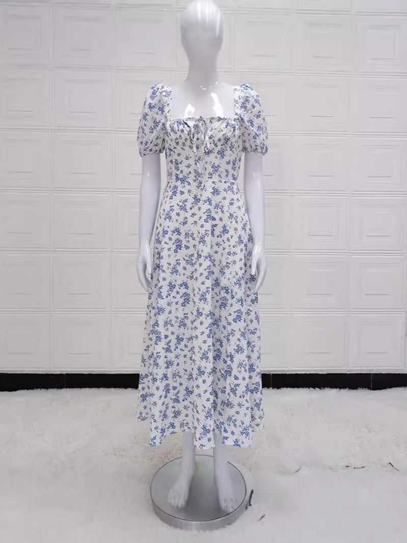 Floral Square Collar Summer Dress by Trenches of Mariana