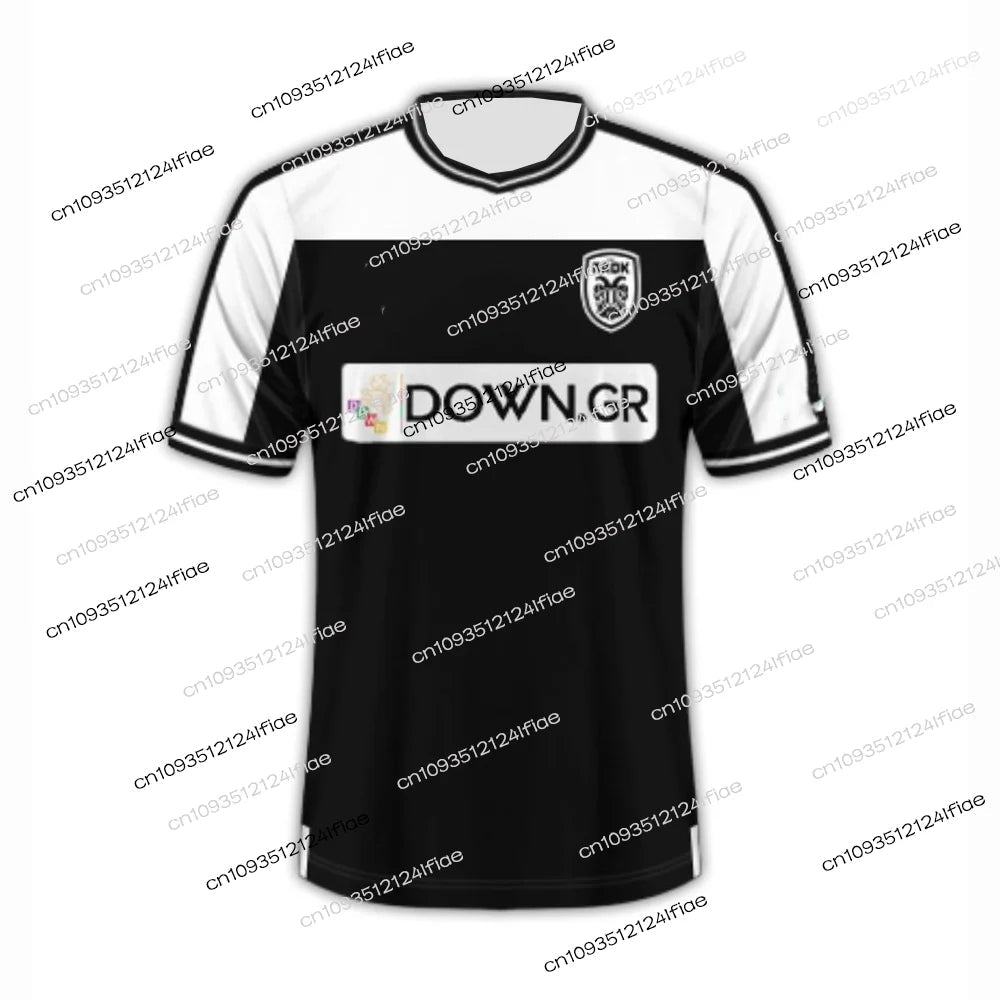 Greek PAOK team jersey by Trenches of Mariana with team logo and blue and white design, displayed flat.
