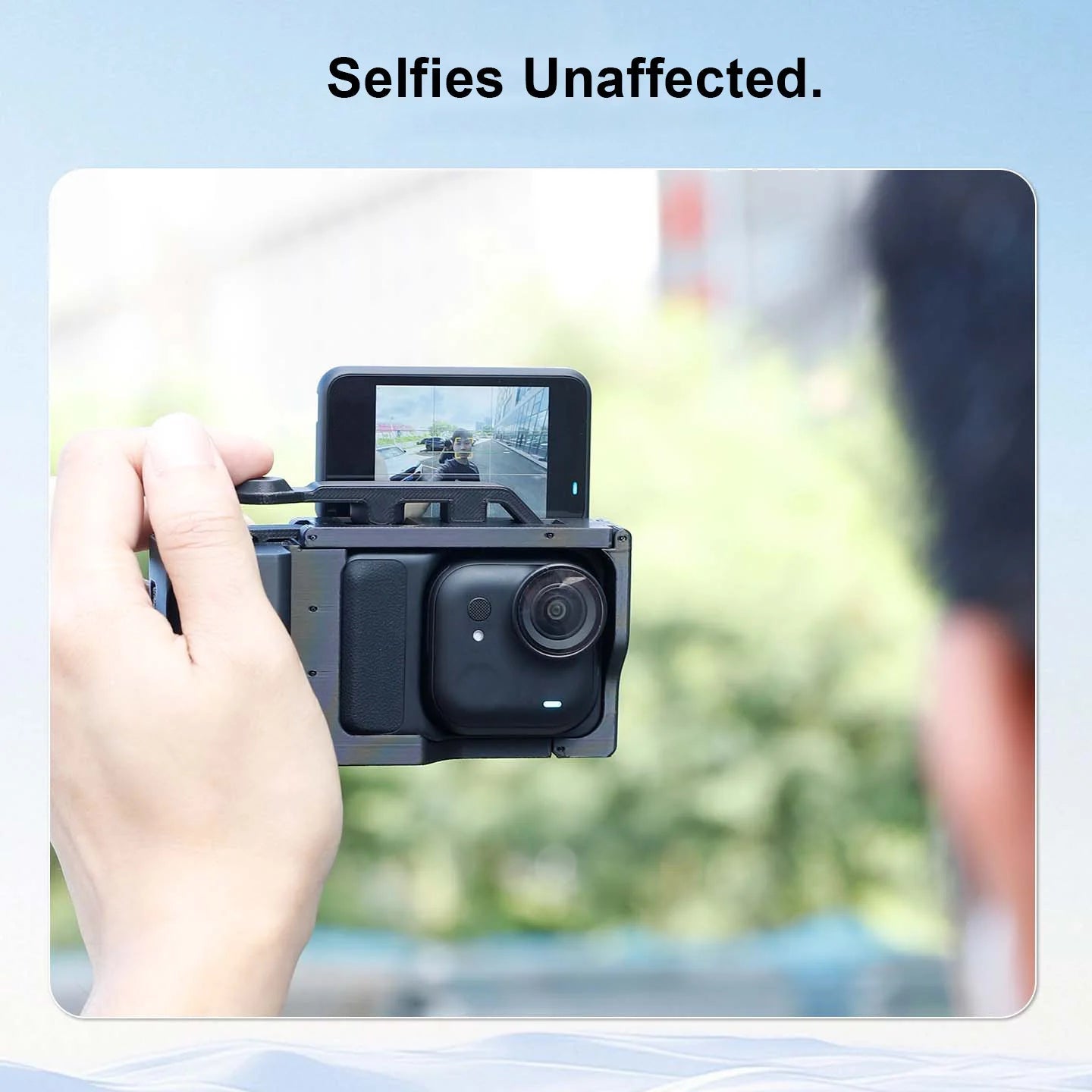 Trenches of Mariana Insta360 GO Ultra Vlog Camera Accessory mounted on the compact action camera for versatile filming.