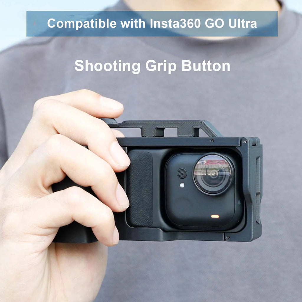 Trenches of Mariana Insta360 GO Ultra Vlog Cam Accessory attached to the compact action camera for vlogging and stabilization.