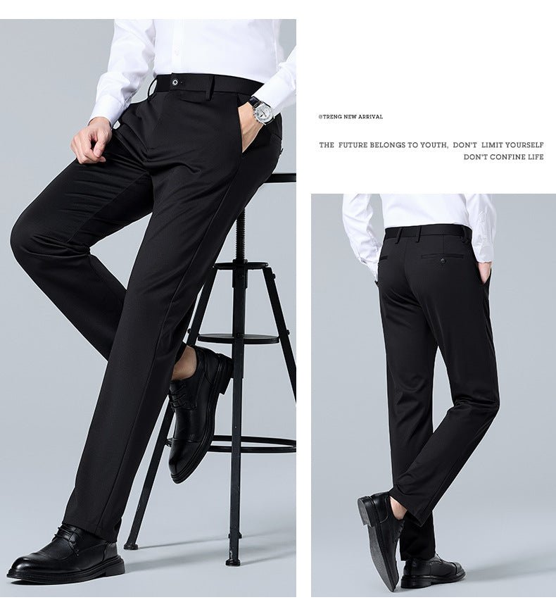 Men's casual trousers by Trenches of Mariana, high-end summer straight-leg pants with mulberry silk and wrinkle-free ice-feel fabric.