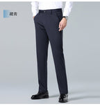 Men's casual pants by Trenches of Mariana featuring mulberry silk, ice-feel fabric, straight-leg design, wrinkle-free summer trousers.