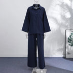 Trenches of Mariana Not PJs set featuring comfortable, stylish pajama top and bottoms in soft fabric, perfect for lounging or sleeping.