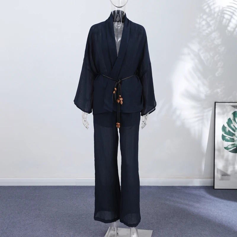 Trenches of Mariana Not PJs set featuring comfortable, stylish pajama top and bottom in soft fabric for relaxed sleepwear.