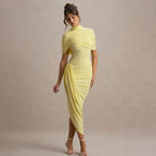 Pleated Backless Dress with Shawl - Trenches of Mariana