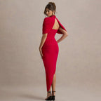Pleated Backless Dress with Shawl - Trenches of Mariana