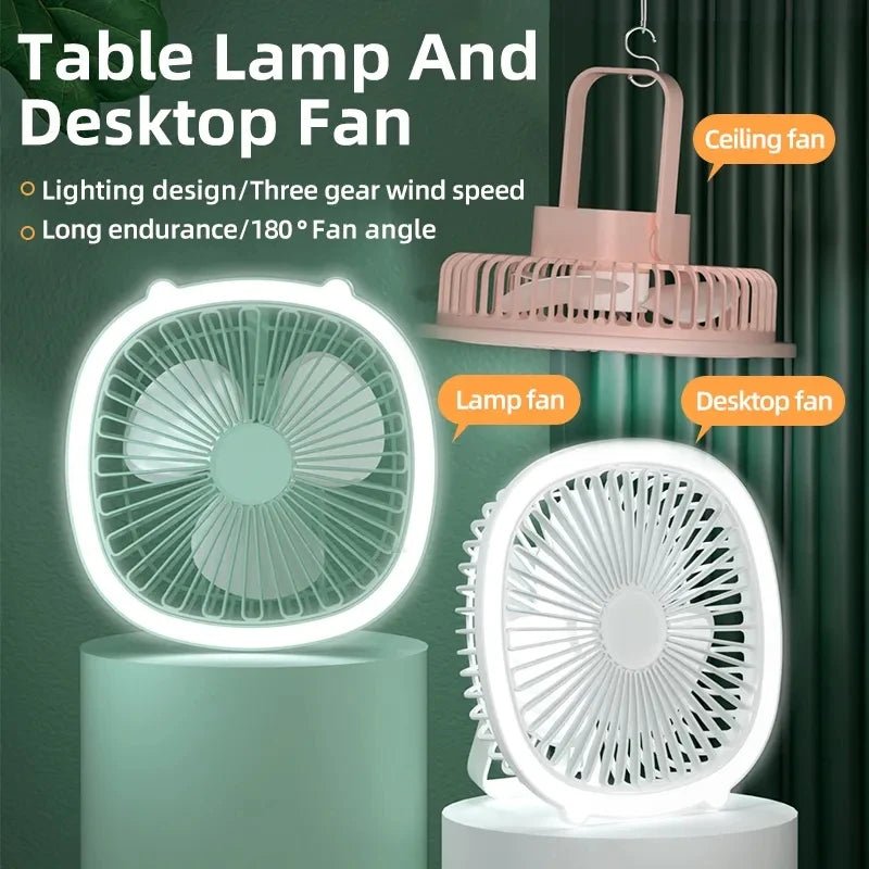 Portable desktop mini fan by Trenches of Mariana, showing compact design with adjustable blades and a sleek, modern finish.