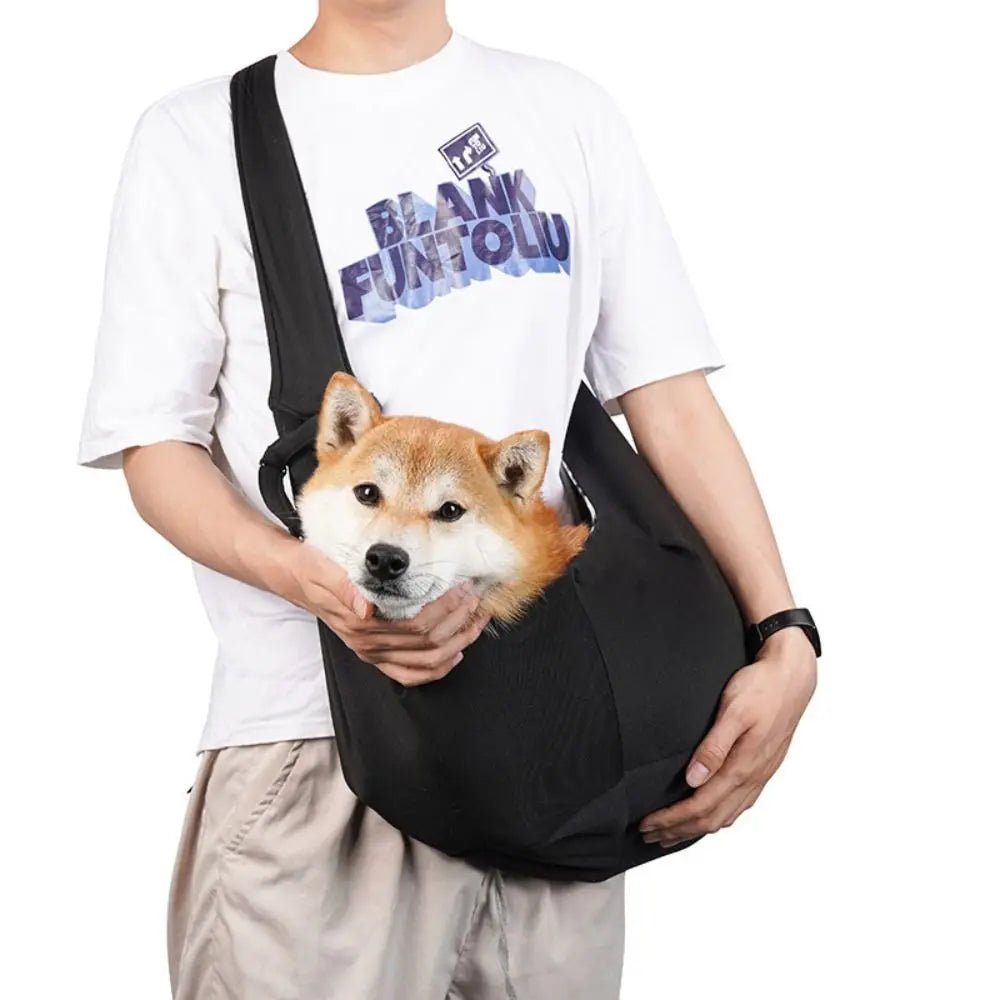 Trenches of Mariana puppy sling carrier bag with adjustable strap and soft fabric for comfortable pet transportation