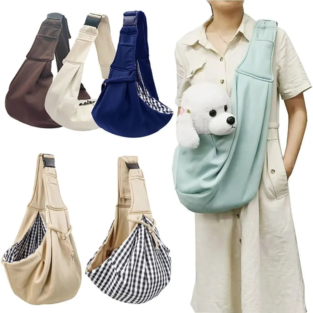 Trenches of Mariana puppy sling carrier bag with adjustable strap and soft interior for comfortable small pet transport.