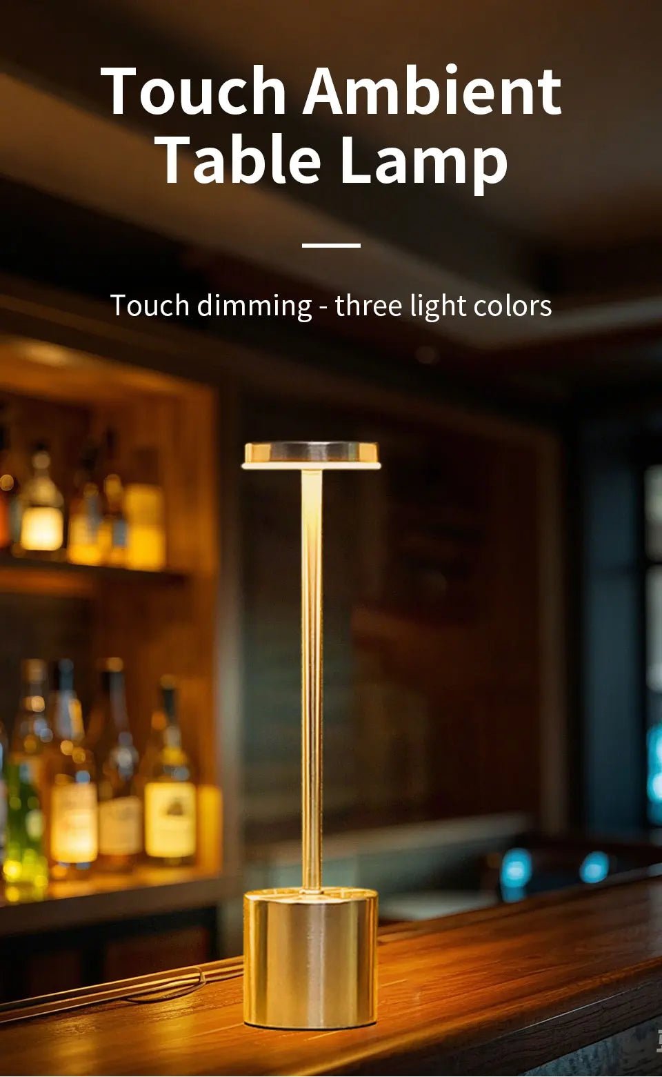 Trenches of Mariana touch control lamp with modern design and sleek surface, ideal for bedside or desk lighting.