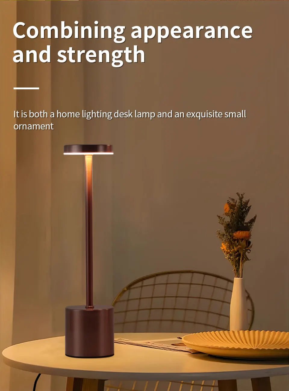 Modern Trenches of Mariana touch control lamp with sleek design and illuminated base, perfect for ambient lighting in living spaces.