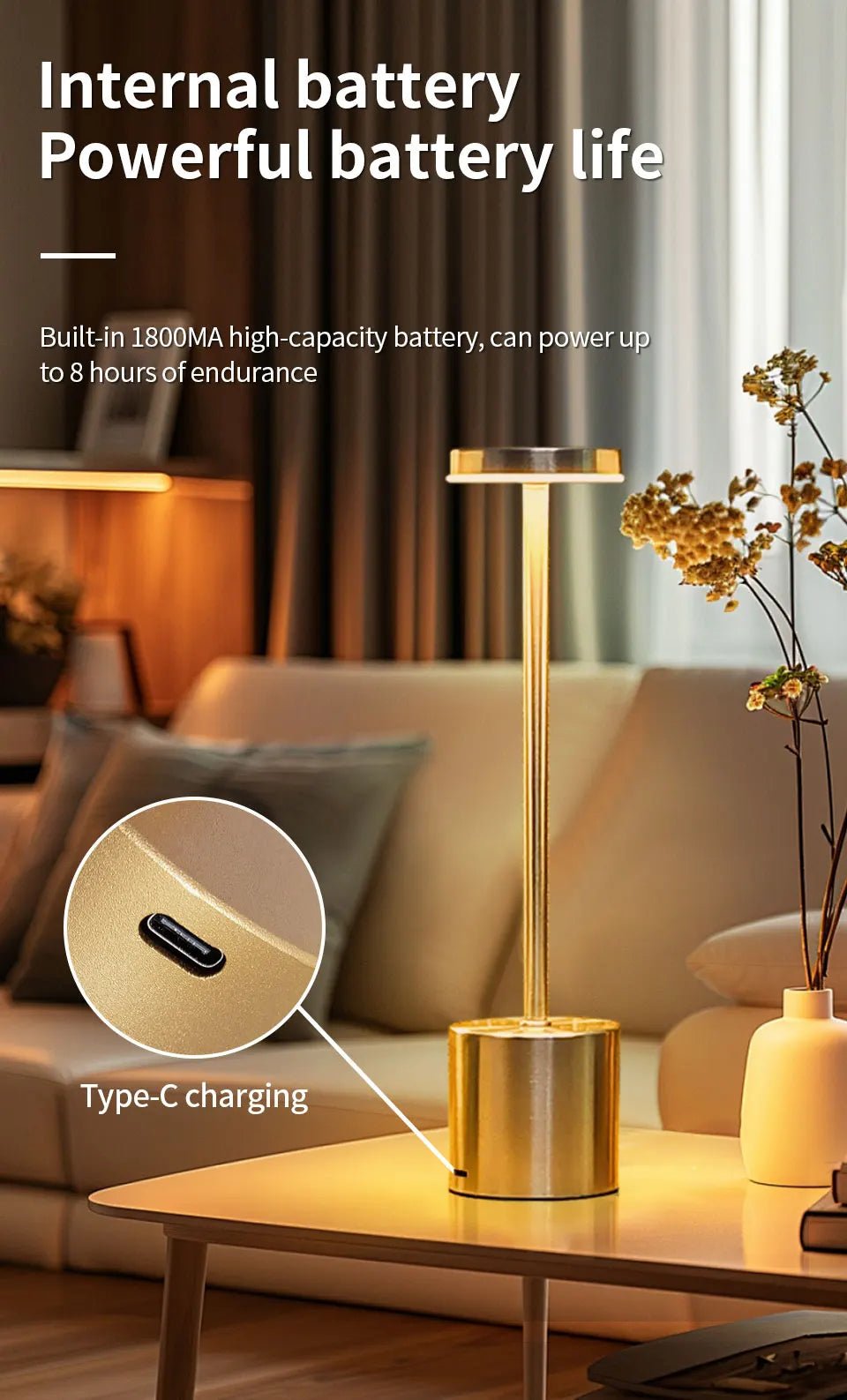Modern Trenches of Mariana touch control lamp with sleek design, illuminated with a soft glow, perfect for ambient lighting.
